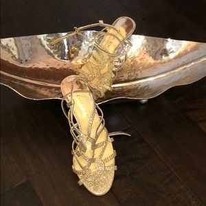 Gianni Bini low heel gold embellished heels